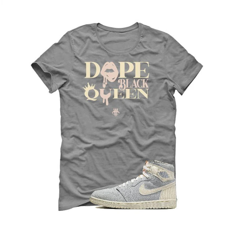 Air Jordan 1 Retro High OG Craft "Ivory" | illcurrency Grey T-Shirt (Dope Black Queen) - Image 2