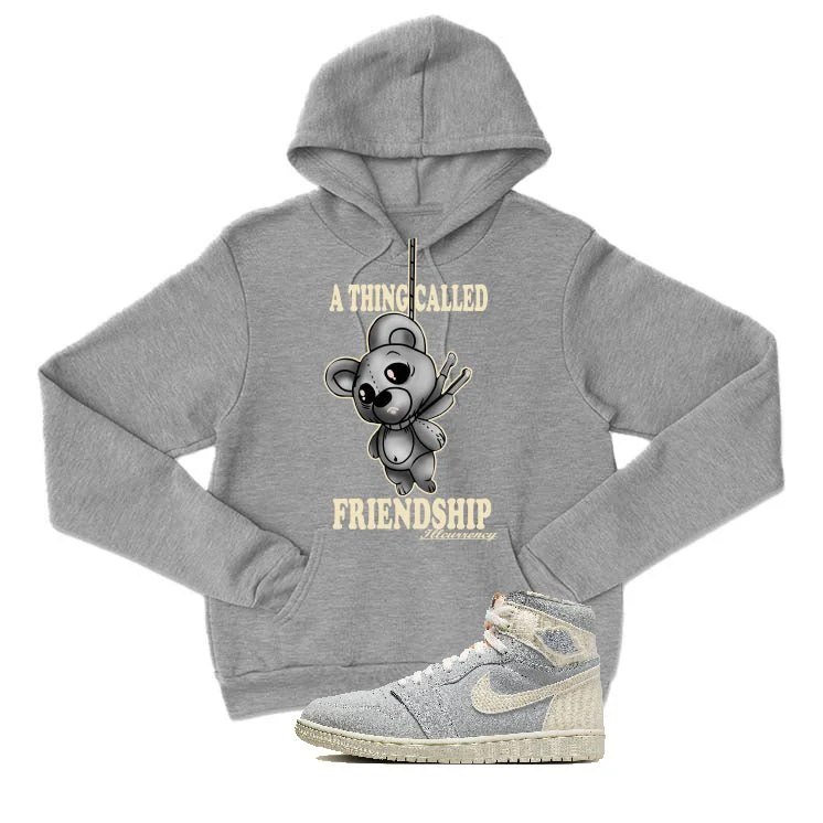 Air Jordan 1 Retro High OG Craft "Ivory" | illcurrency Grey T-Shirt (FRIENDSHIP TEDDY) - Image 3