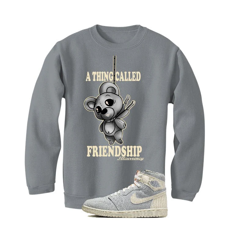 Air Jordan 1 Retro High OG Craft "Ivory" | illcurrency Grey T-Shirt (FRIENDSHIP TEDDY) - Image 4