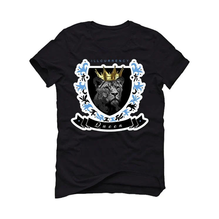 Air Jordan 1 "UNC Toe" | illcurrency Black T-Shirt (Queen) - Image 2