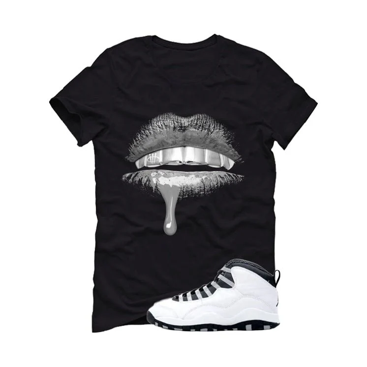 Air Jordan 10 OG Steel Black T-Shirt (Lips)| illcurrency - Image 2