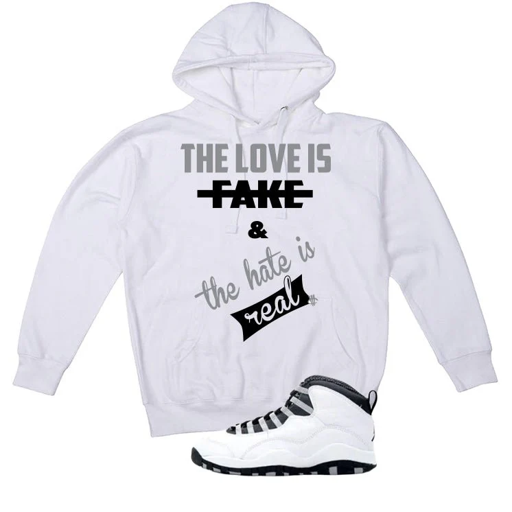 Air Jordan 10 OG Steel White T-Shirt (Love Is Fake)| illcurrency - Image 3