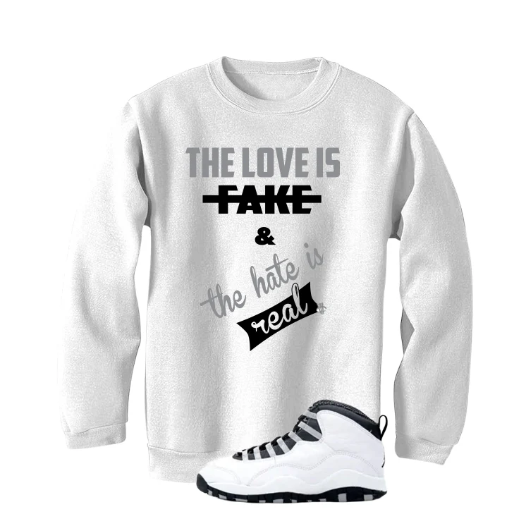Air Jordan 10 OG Steel White T-Shirt (Love Is Fake)| illcurrency - Image 4