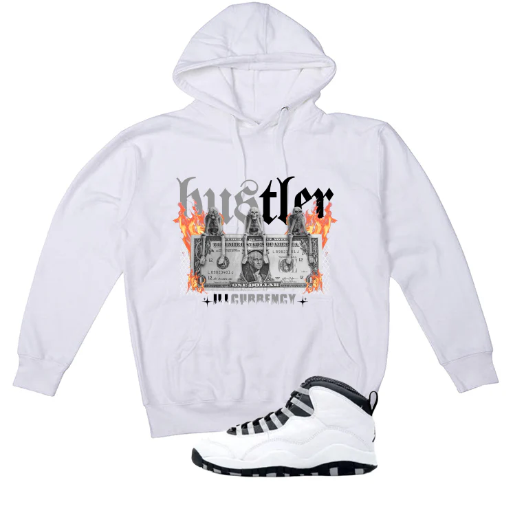 Air Jordan 10 OG Steel White T-Shirt (See No Evil Hustler)| illcurrency - Image 3