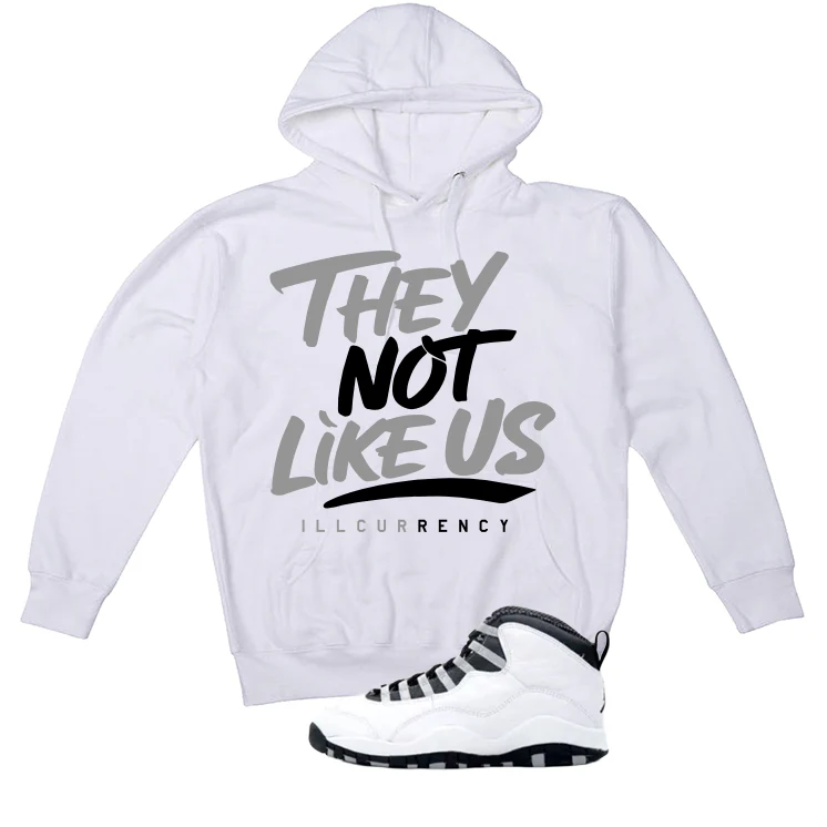 Air Jordan 10 OG Steel White T-Shirt (They not like us)| illcurrency - Image 3