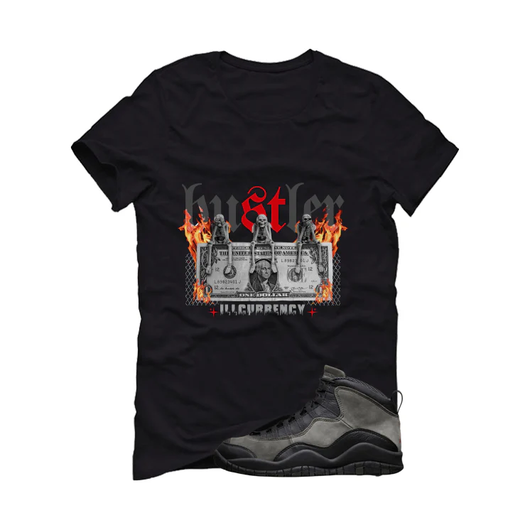 Air Jordan 10 Shadow Matching T-Shirt, Sweatshirts & Hoodies Black T-Shirt (See No Evil Hustler)| illcurrency - Image 2