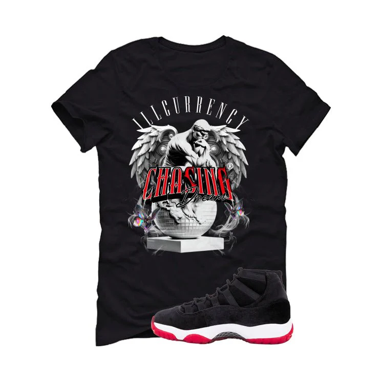 Air Jordan 11 Bred Velvet Black T-Shirt (Chasing Dreams)| illcurrency - Image 2