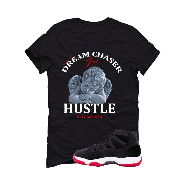Air Jordan 11 Bred Velvet Black T-Shirt (Dream Chaser Angel)| illcurrency - Image 2