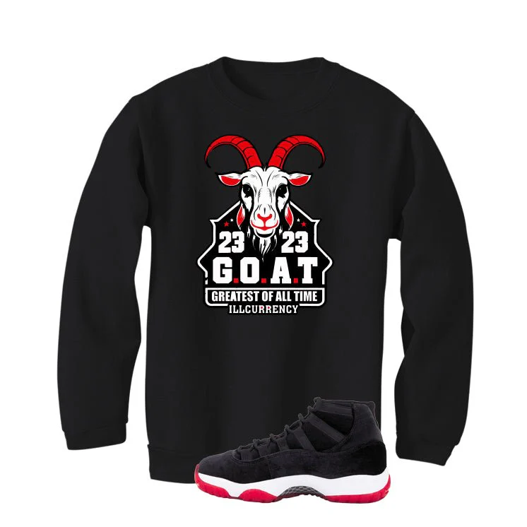 Air Jordan 11 Bred Velvet Black T-Shirt (GOAT 23)| illcurrency - Image 4