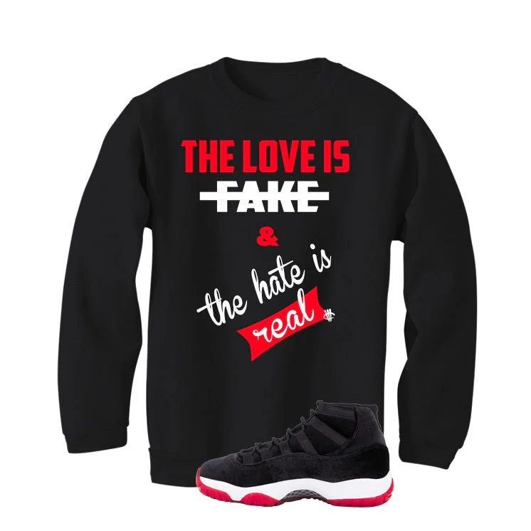 Air Jordan 11 Bred Velvet Black T-Shirt (Love is Fake)| illcurrency - Image 4