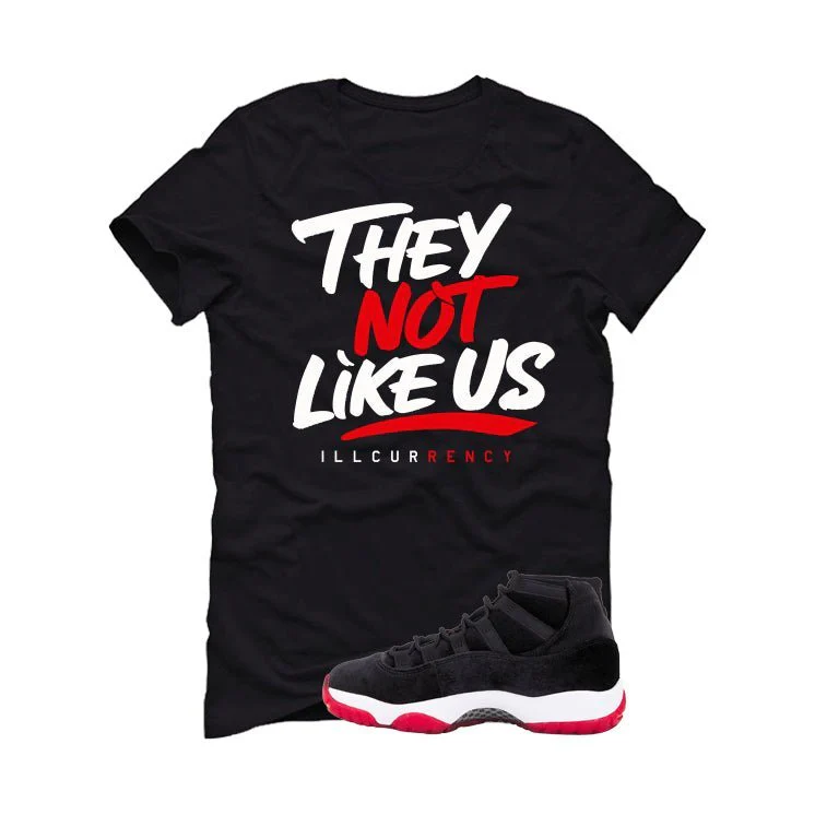 Air Jordan 11 Bred Velvet Black T-Shirt (They not like us)| illcurrency - Image 2