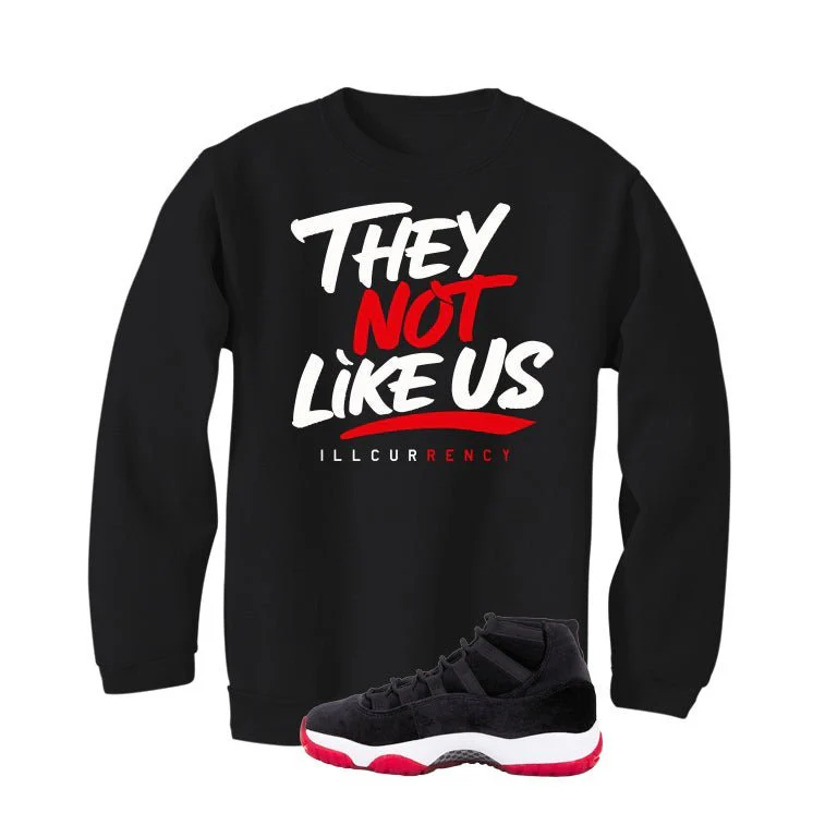 Air Jordan 11 Bred Velvet Black T-Shirt (They not like us)| illcurrency - Image 4
