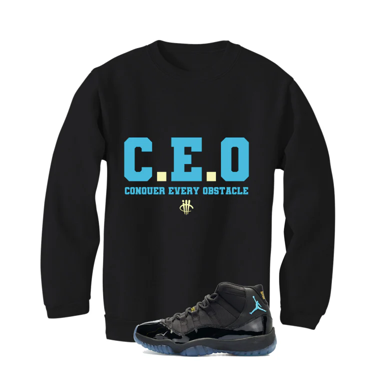 Air Jordan 11 Gamma Blue Matching T-Shirt, Sweatshirts & Hoodies Black T-Shirt (Ceo)| illcurrency - Image 4