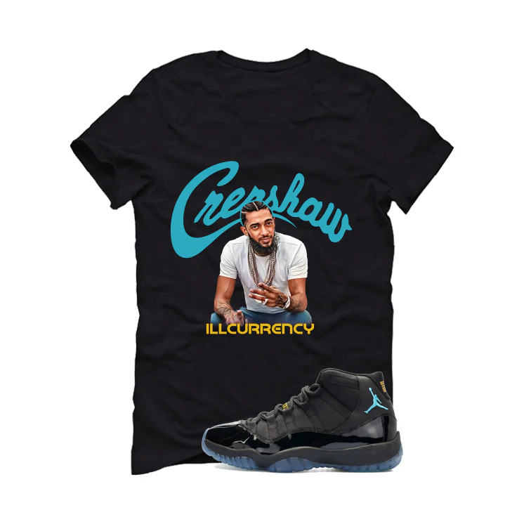 Air Jordan 11 Gamma Blue Matching T-Shirt, Sweatshirts & Hoodies Black T-Shirt (Crenshaw)| illcurrency - Image 2