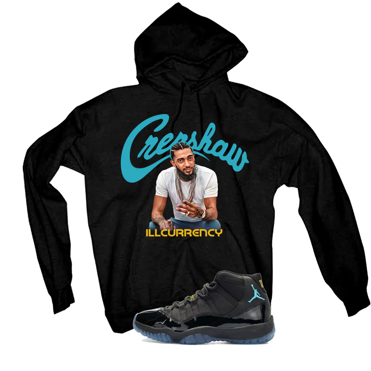 Air Jordan 11 Gamma Blue Matching T-Shirt, Sweatshirts & Hoodies Black T-Shirt (Crenshaw)| illcurrency - Image 3