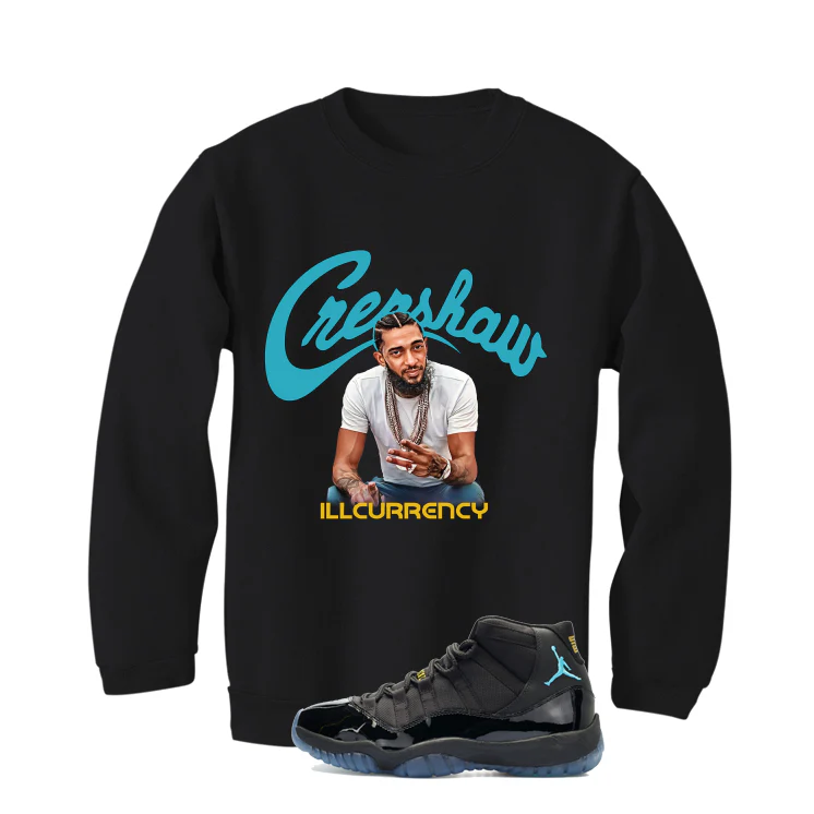 Air Jordan 11 Gamma Blue Matching T-Shirt, Sweatshirts & Hoodies Black T-Shirt (Crenshaw)| illcurrency - Image 4