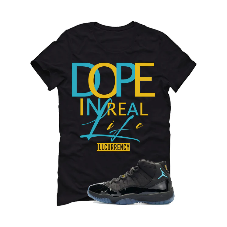 Air Jordan 11 Gamma Blue Matching T-Shirt, Sweatshirts & Hoodies Black T-Shirt (DOPE)| illcurrency - Image 2