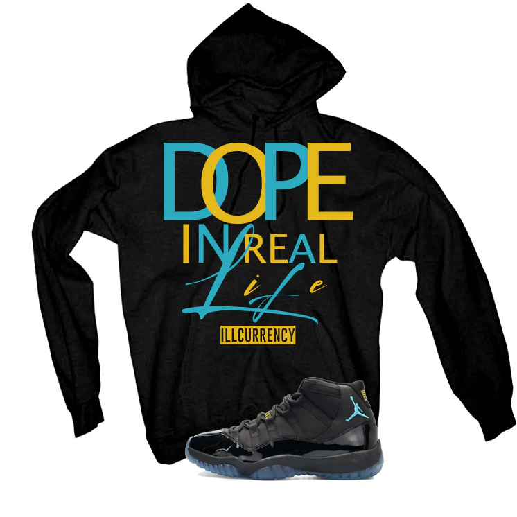Air Jordan 11 Gamma Blue Matching T-Shirt, Sweatshirts & Hoodies Black T-Shirt (DOPE)| illcurrency - Image 3