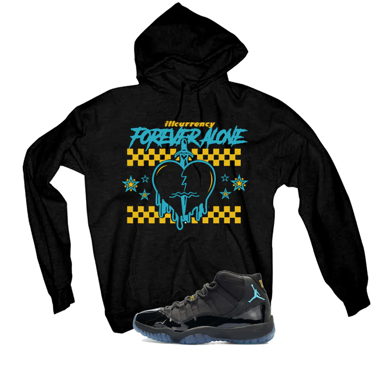 Air Jordan 11 Gamma Blue Matching T-Shirt, Sweatshirts & Hoodies Black T-Shirt (Forever Alone)| illcurrency - Image 3