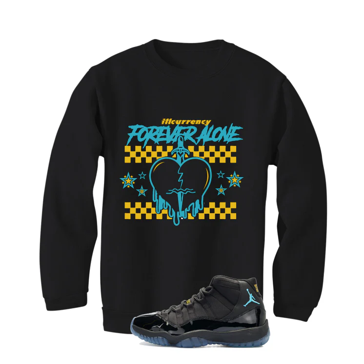 Air Jordan 11 Gamma Blue Matching T-Shirt, Sweatshirts & Hoodies Black T-Shirt (Forever Alone)| illcurrency - Image 4
