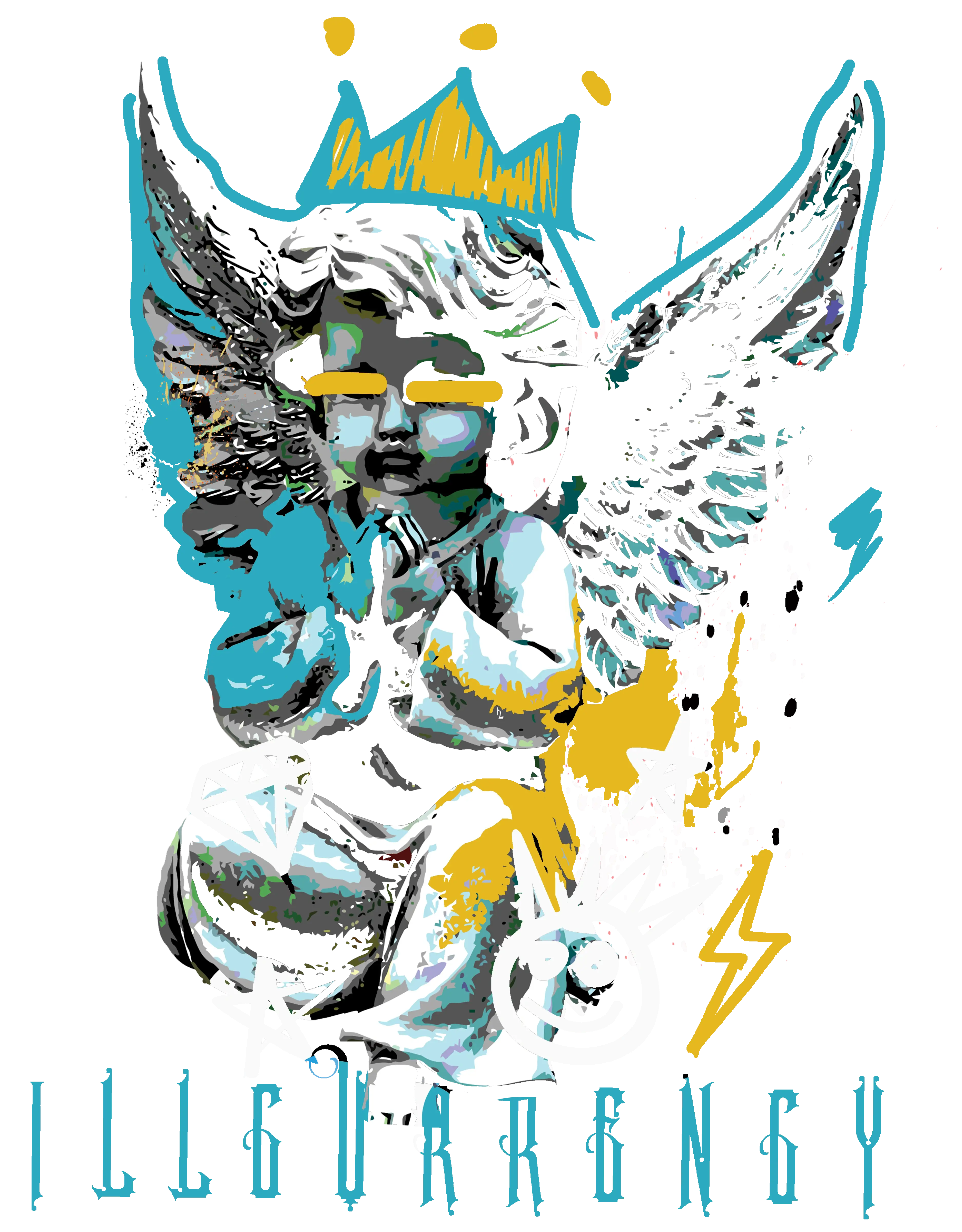 Air Jordan 11 Gamma Blue Matching T-Shirt, Sweatshirts & Hoodies Black T-Shirt (Graffiti Angel)| illcurrency