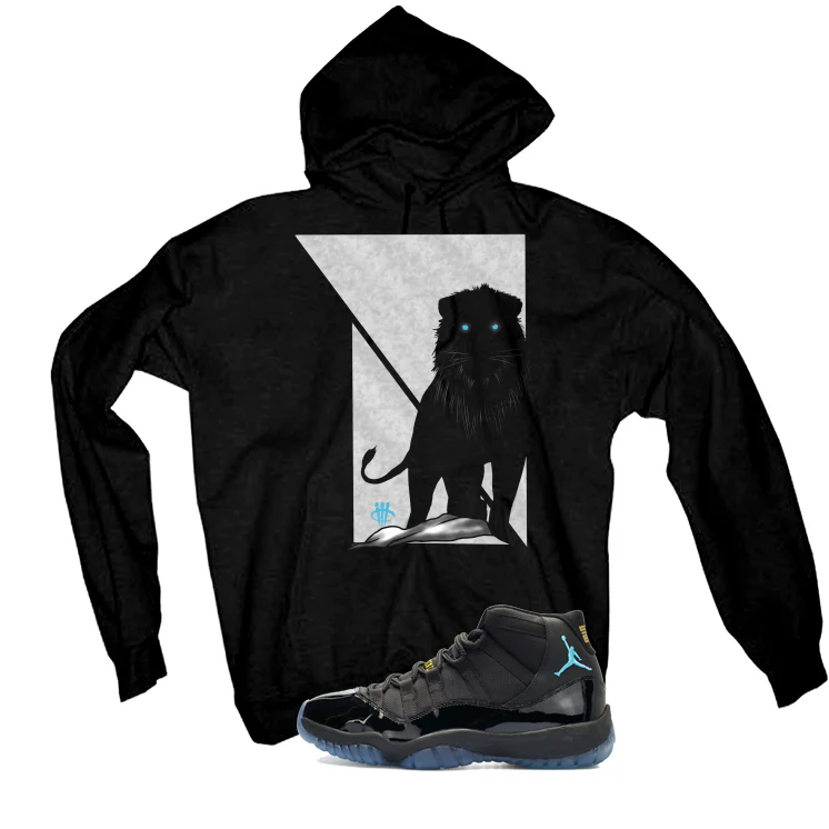 Air Jordan 11 Gamma Blue Matching T-Shirt, Sweatshirts & Hoodies Black T-Shirt (Lion)| illcurrency - Image 3