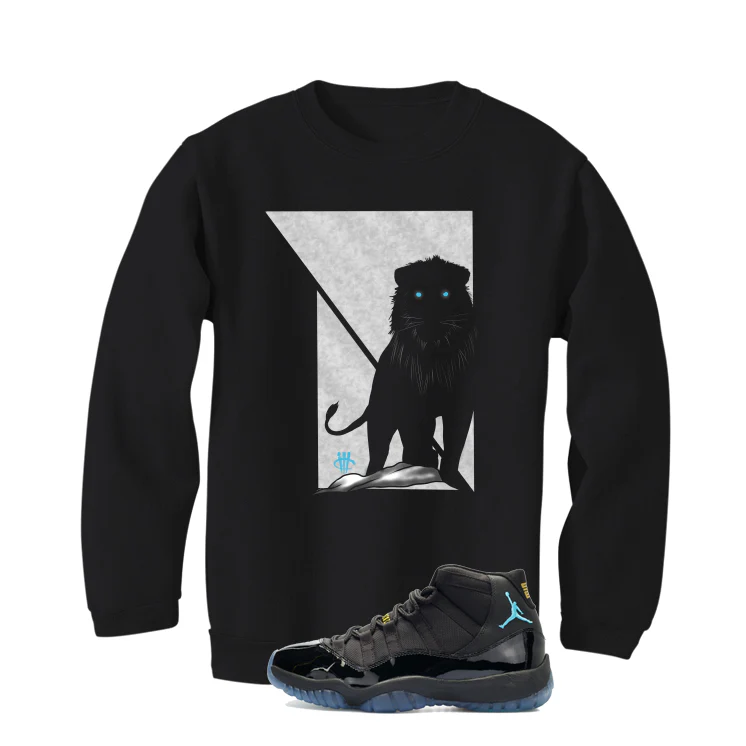 Air Jordan 11 Gamma Blue Matching T-Shirt, Sweatshirts & Hoodies Black T-Shirt (Lion)| illcurrency - Image 4