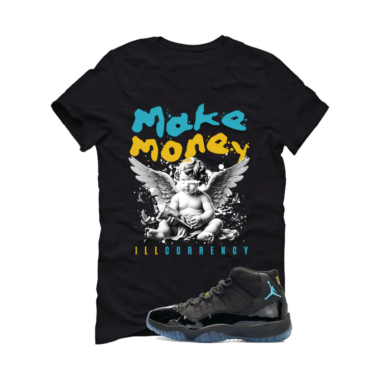 Air Jordan 11 Gamma Blue Matching T-Shirt, Sweatshirts & Hoodies Black T-Shirt (Make Money)| illcurrency - Image 2