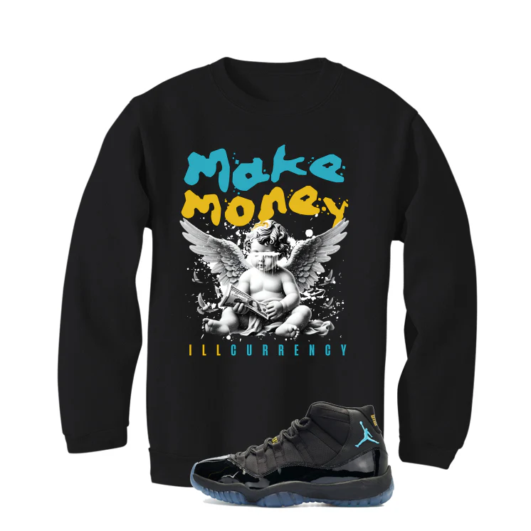 Air Jordan 11 Gamma Blue Matching T-Shirt, Sweatshirts & Hoodies Black T-Shirt (Make Money)| illcurrency - Image 4