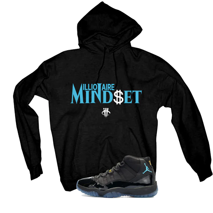 Air Jordan 11 Gamma Blue Matching T-Shirt, Sweatshirts & Hoodies Black T-Shirt (Millionaire Mindset)| illcurrency - Image 3