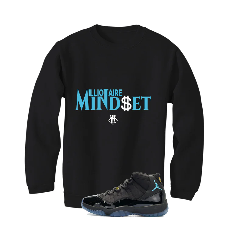 Air Jordan 11 Gamma Blue Matching T-Shirt, Sweatshirts & Hoodies Black T-Shirt (Millionaire Mindset)| illcurrency - Image 4