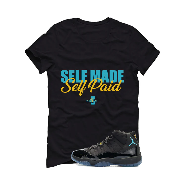 Air Jordan 11 Gamma Blue Matching T-Shirt, Sweatshirts & Hoodies Black T-Shirt (Self Made Self Paid)| illcurrency - Image 2