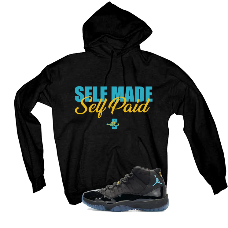 Air Jordan 11 Gamma Blue Matching T-Shirt, Sweatshirts & Hoodies Black T-Shirt (Self Made Self Paid)| illcurrency - Image 3