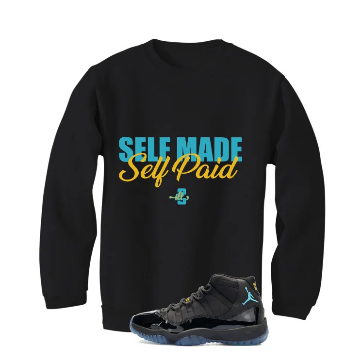 Air Jordan 11 Gamma Blue Matching T-Shirt, Sweatshirts & Hoodies Black T-Shirt (Self Made Self Paid)| illcurrency - Image 4