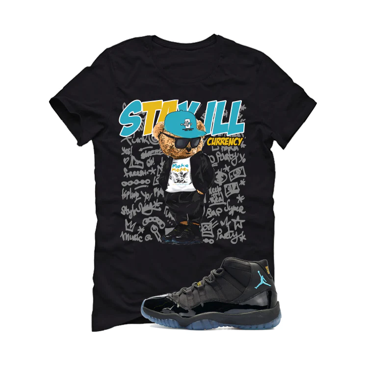 Air Jordan 11 Gamma Blue Matching T-Shirt, Sweatshirts & Hoodies Black T-Shirt (Stay ill Bear)| illcurrency - Image 2