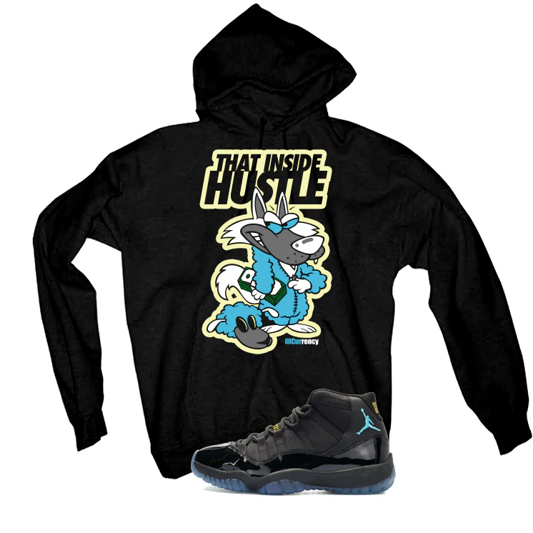 Air Jordan 11 Gamma Blue Matching T-Shirt, Sweatshirts & Hoodies Black T-Shirt (That Inside Hustle)| illcurrency - Image 3