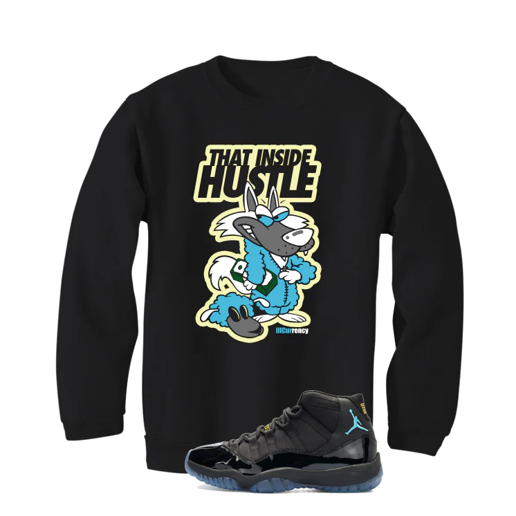 Air Jordan 11 Gamma Blue Matching T-Shirt, Sweatshirts & Hoodies Black T-Shirt (That Inside Hustle)| illcurrency - Image 4