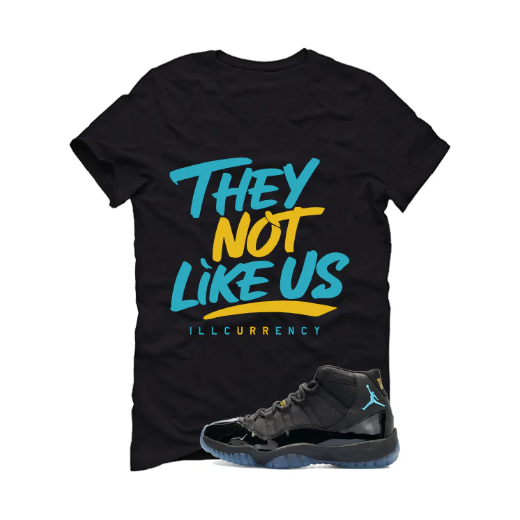 Air Jordan 11 Gamma Blue Matching T-Shirt, Sweatshirts & Hoodies Black T-Shirt (They not like us)| illcurrency - Image 2