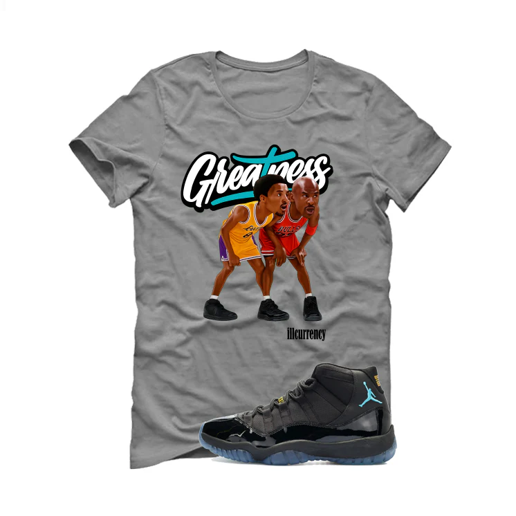 Air Jordan 11 Gamma Blue Matching T-Shirt, Sweatshirts & Hoodies Grey T-Shirt (Greatness)| illcurrency - Image 2