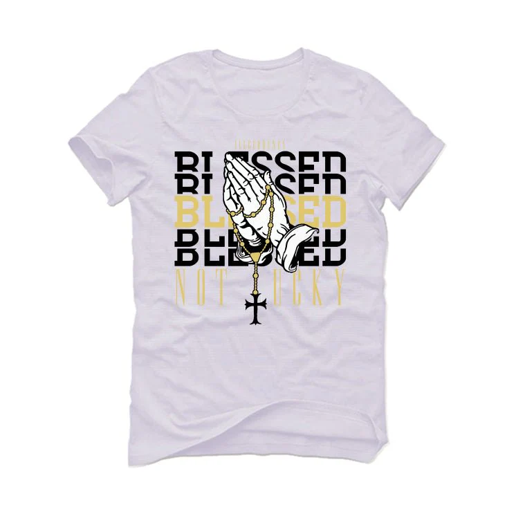 Air Jordan 11 Gratitude | ILLCURRENCY White T-Shirt (Blessed not lucky) - Image 2