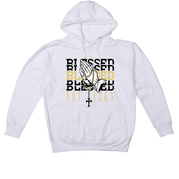 Air Jordan 11 Gratitude | ILLCURRENCY White T-Shirt (Blessed not lucky) - Image 3