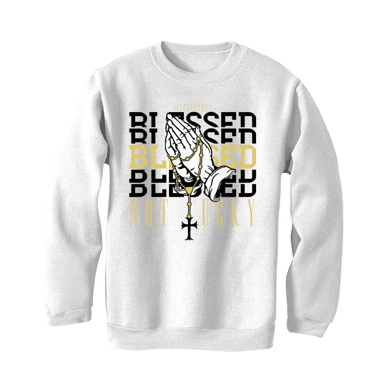 Air Jordan 11 Gratitude | ILLCURRENCY White T-Shirt (Blessed not lucky) - Image 4