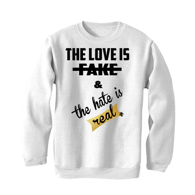 Air Jordan 11 Gratitude | ILLCURRENCY White T-Shirt (Love is Fake) - Image 4