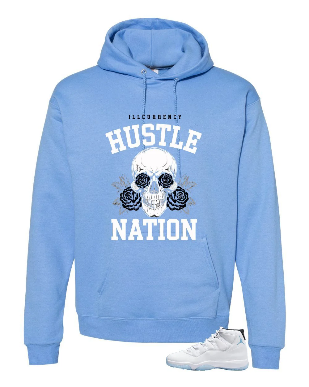 Air Jordan 11 Legend Blue Carolina Blue T-Shirt (Hustle Nation)| illcurrency - Image 3