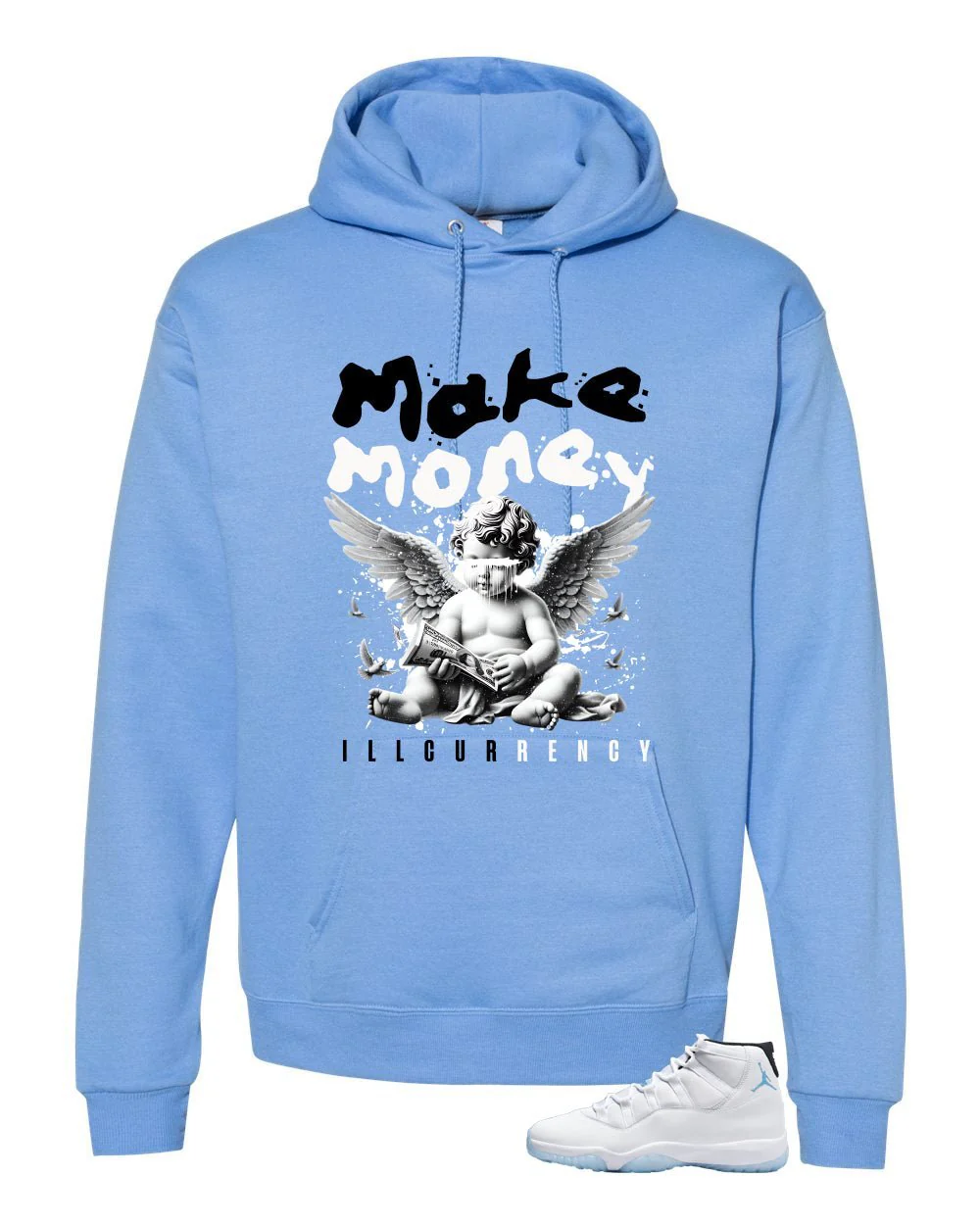 Air Jordan 11 Legend Blue Carolina Blue T-Shirt (Make Money)| illcurrency - Image 3