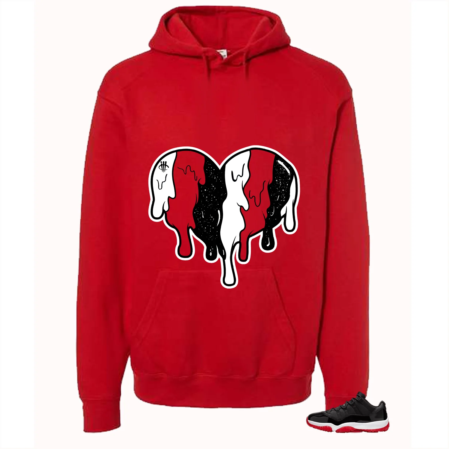 Air Jordan 11 Low Bred Red T-Shirt (Heart)| illcurrency - Image 3