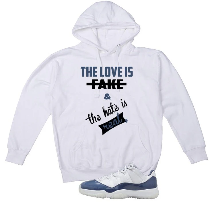 Air Jordan 11 Low Diffused Blue White T-Shirt (Love is Fake)| illcurrency - Image 3