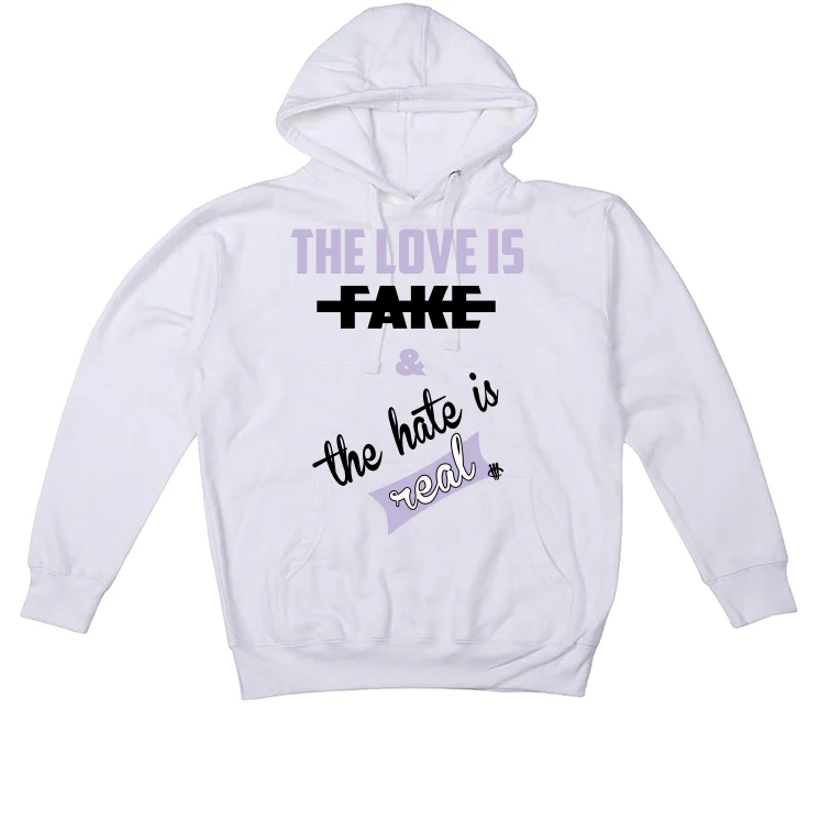 Air Jordan 11 Low "Pure Violet" | illcurrency White T-Shirt (Love is Fake) - Image 3