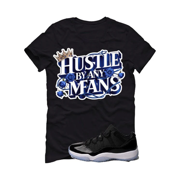 Air Jordan 11 Low Space Jam Black T-Shirt (Hustle By Any Means)| illcurrency - Image 2