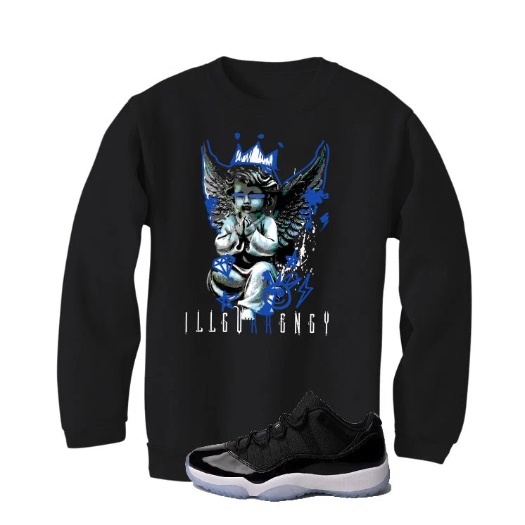 Air Jordan 11 Low “Space Jam” | illcurrency Black T-Shirt (Graffiti Angel) - Image 4